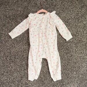 Jessica Simpson White Floral Ruffle Baby Footie